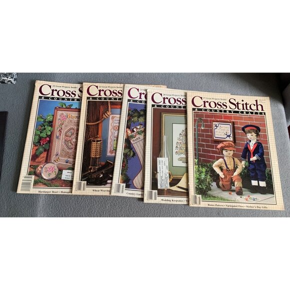 Lot Of 5 Cross Stitch & Country Crafts Magazines 1988 & 89 Patterns & Projects - Picture 1 of 7